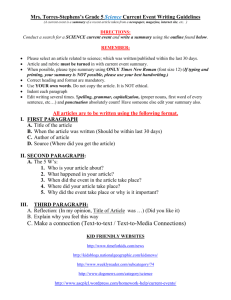 4th Grade Current Event Writing Guidelines