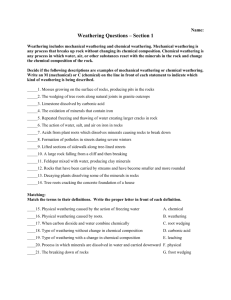 Weathering and Erosion Questions Sect. 1,2&3