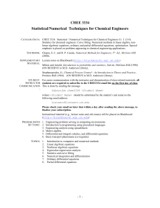 CHEE 3334: Numerical Techniques for Chemical Engineers