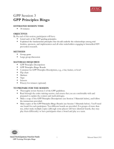 GPP Principles Bingo