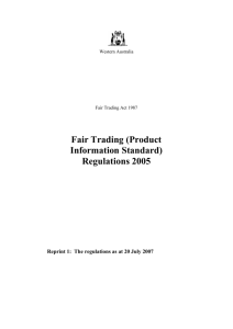 Fair Trading (Product Information Standard) Regulations 2005