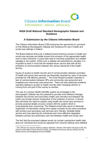 HIQA Draft National Standard Demographic Dataset and Guidance