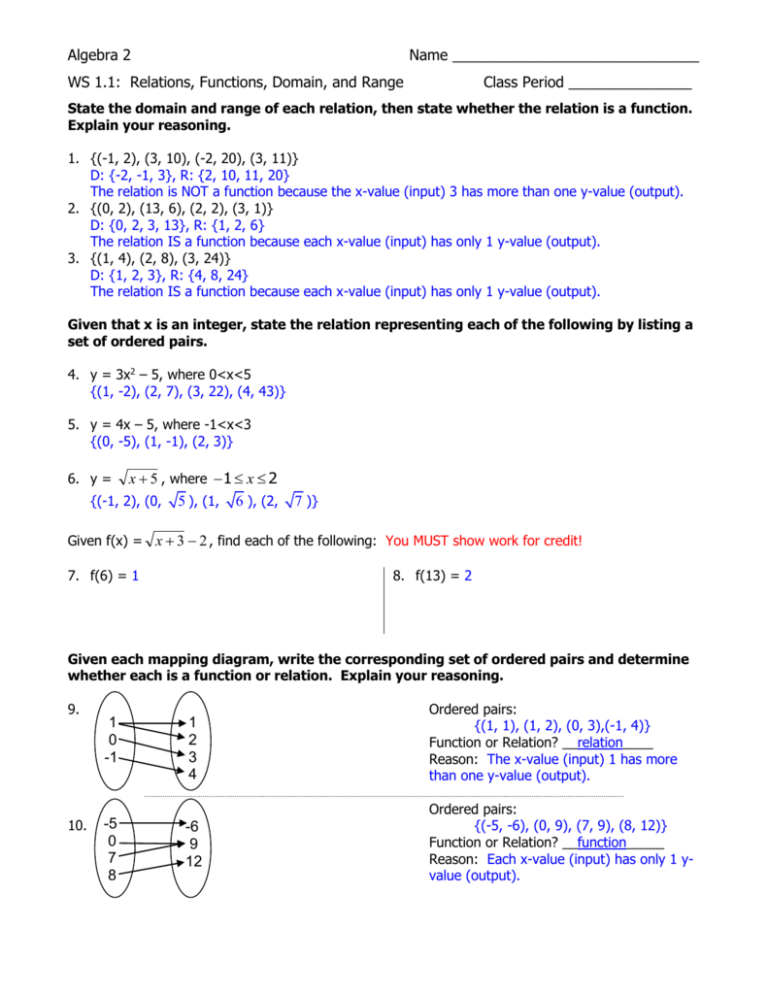 WS 1 1 Answer Key WS 1 1 Answer Key