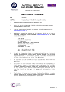 job description - Cancer Research UK Manchester Institute