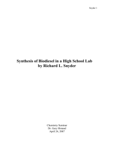 Synthesis of Biodiesel in a High School Lab