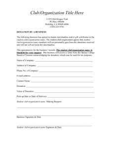Donation Agreement with Business