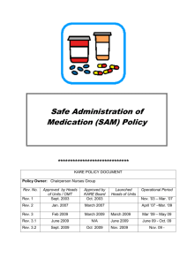 Safe Administration of Medication (SAM) Policy 3.2