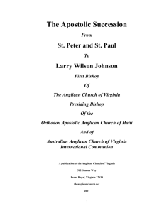 Apostolic Succession ACOVA 2004 - The Anglican Church of Virginia