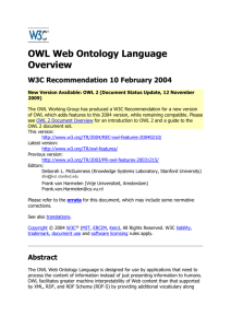 OWL Web Ontology Language Overview W3C Recommendation 10