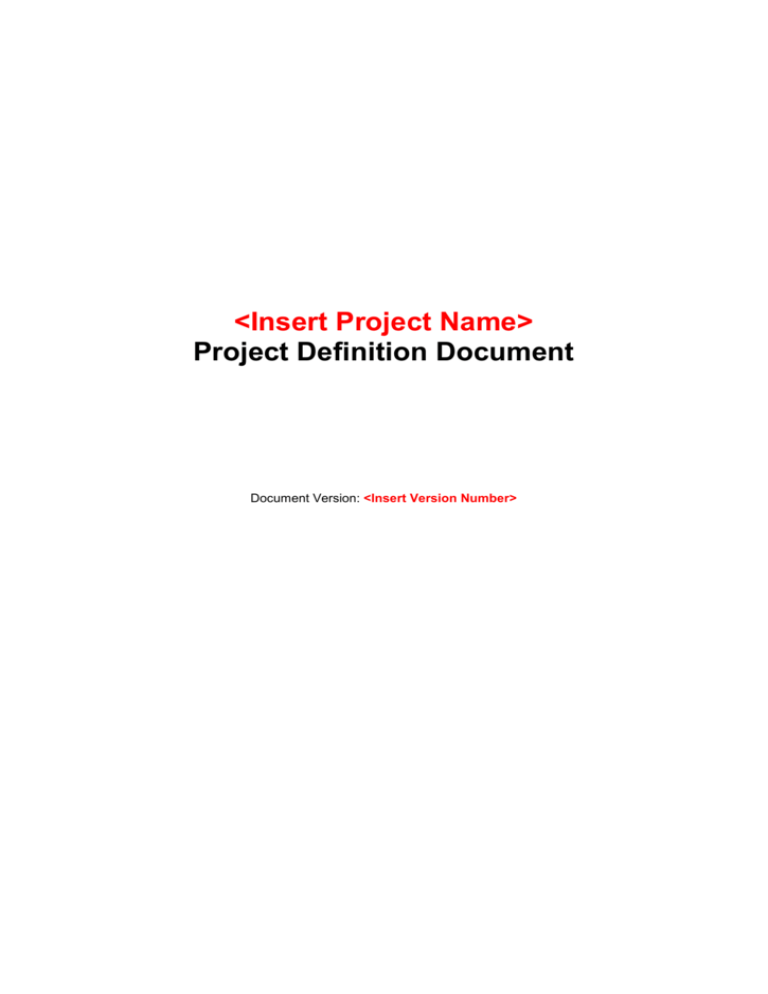 Project Definition Document Template