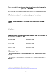 Pre-notification form for planned zonal applications