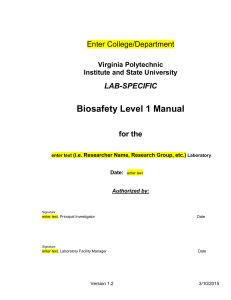 Virginia Bioinformatics Institute - Institutional Biosafety Committee