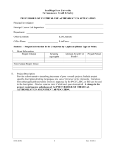 Precursor/List Chemical Use Authorization Application