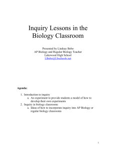 Inquiry Lessons in the Biology Classroom