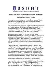 BSDHT contributes to debate on Government white paper: