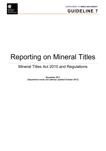 Guideline 7: Reporting on Mineral Titles