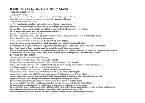BASIC TEXTS for the CATHOLIC MASS