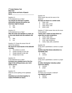 7th Grade Mastery Test Block One Verbs, Nouns and Parts of