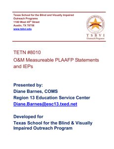 O&M Measurable PLAAFP Statements and IEPs