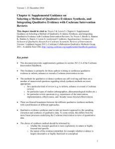 Synthesis - Cochrane Methods Qualitative and Implementation