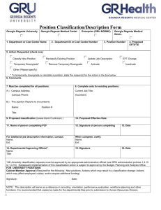 Position Classification/Description Form Georgia Regents University