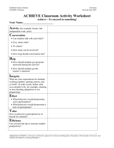 ACHIEVE Classroom Activity Worksheet
