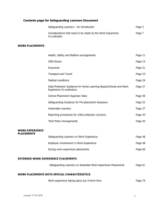 Work-related Learning - Safeguarding Young People