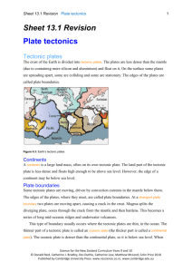 Sheet 13.1 Plate tectonics - Science for the NZ Curriculum