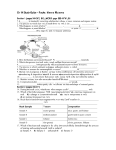 Ch 14 Study Guide – Rocks: Mineral Mixtures