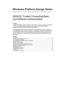 NGSCB: Trusted Computing Base and Software