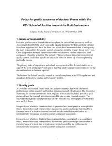 Policy for quality assurance of doctoral theses (doc 42 kB)