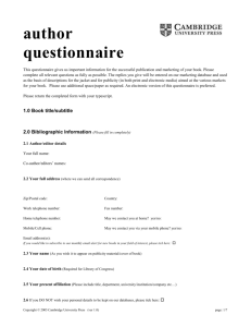 Academic Authors Questionnaire - AuthorNet