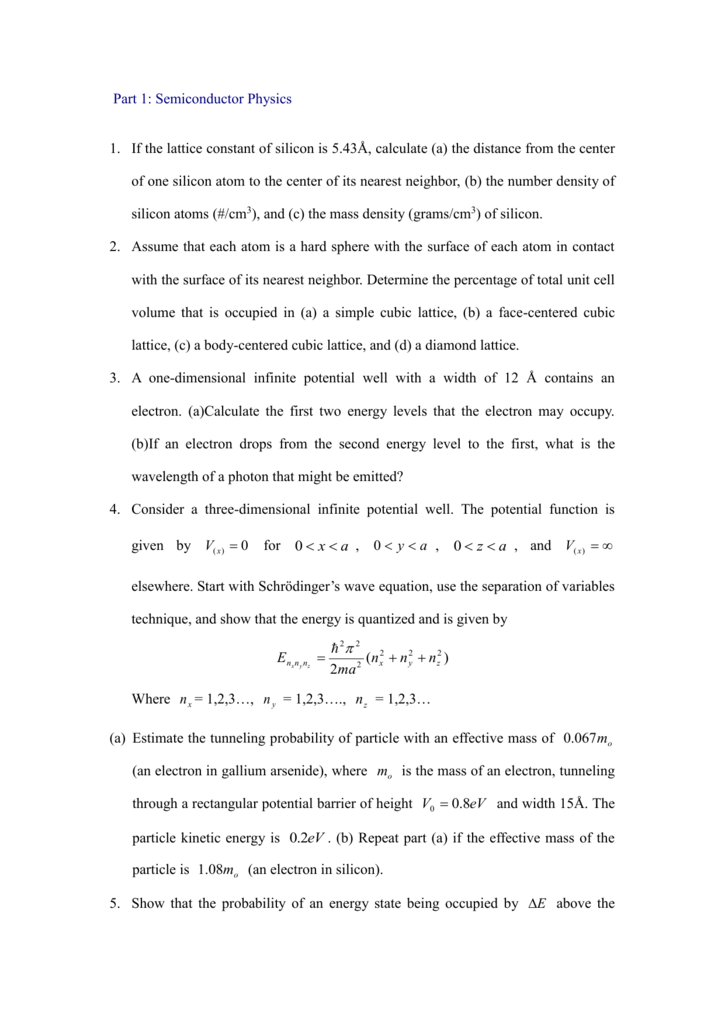 1 7 If The Lattice Constant Of Silicon Is 5