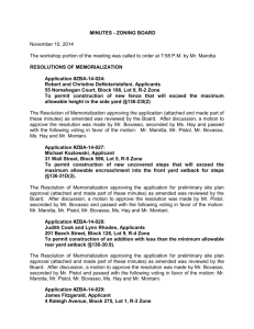 MINUTES - ZONING BOARD November 10, 2014 The workshop