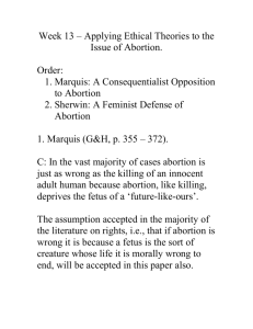 Week 13 – Applying Ethical Theories to the Issue of Abortion