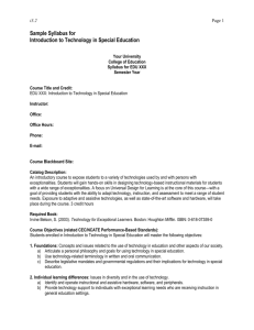 Syllabus for Introduction to Technology in