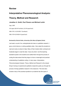 Interpretative Phenomenological Analysis: Theory, Method