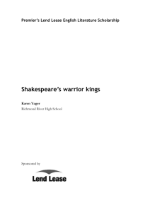 Shakespeare`s warrior kings - Department of Education NSW
