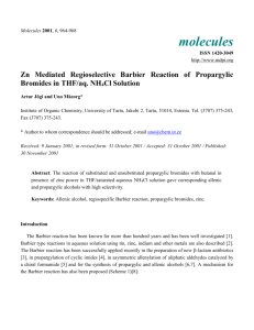 Zn mediated regioselective Barbier reaction of propargylic