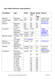 Age & Condition Related Reference Ranges