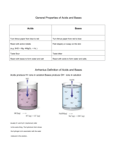 General Properties of Acids and Bases