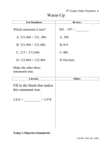 4th Grade Compare and Order Decimal A