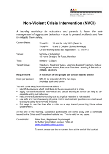 Non-Violent Crisis Intervention (NVCI) courses and enrolment form
