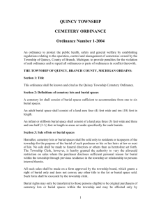 Section 2: Definitions of cemetery lots and burial spaces