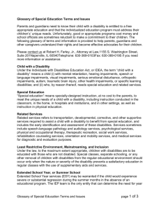 Special Education Glossary of Terms and Issues