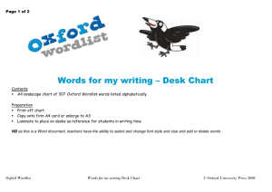Word List Desk Chart