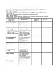 ergonomic approach to back safety worksheet