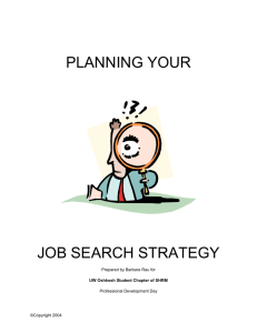 PLANNING YOUR JOB SEARCH STRATEGY