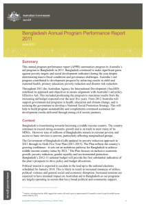 Bangladesh Annual Program Performance Report 2011 June 2012