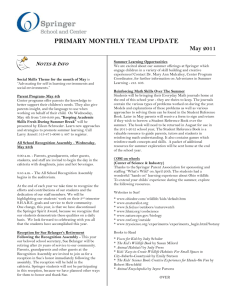 PRIMARY MONTHLY TEAM UPDATE May 2011 Notes & Info Social